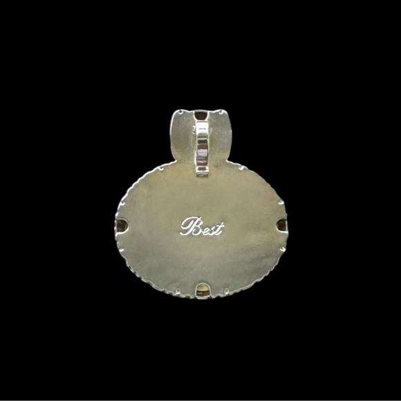 Best Vintage Large Silver with Gold Detail Medallion Signet Pendant - Picture 3 of 6